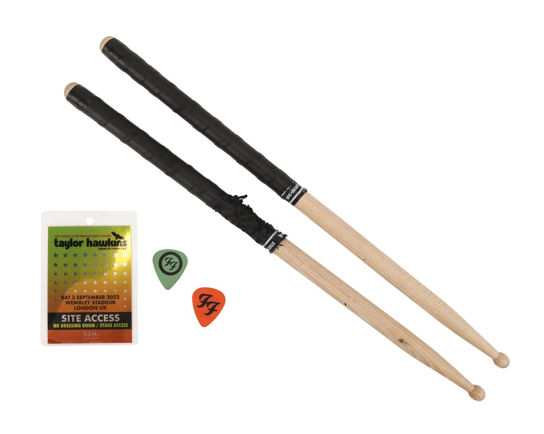 FOO FIGHTERS - Dave Grohl's Drumsticks Used at the Taylor Hawkins Tribute London Concert, Backstage (1 of 4)