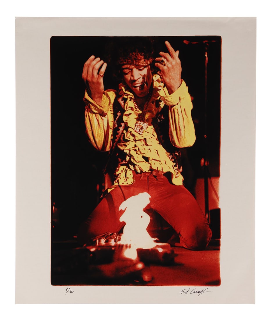 JIMI HENDRIX - Limited Edition Jimi Hendrix Burning His Guitar Print by Ed Caraeff, 1967 (1 of 3)