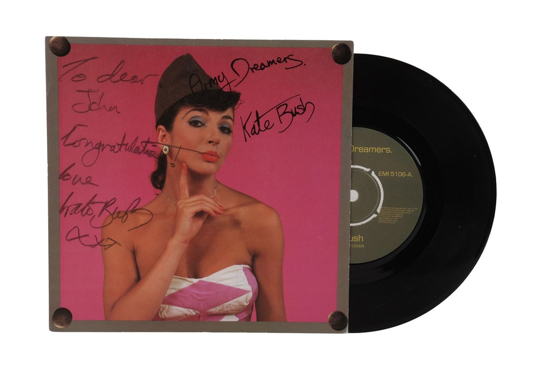 KATE BUSH - Kate Bush-Autographed ''Army Dreamers'' 7" Single With Official Fan Club Compliment Slip (1 of 4)