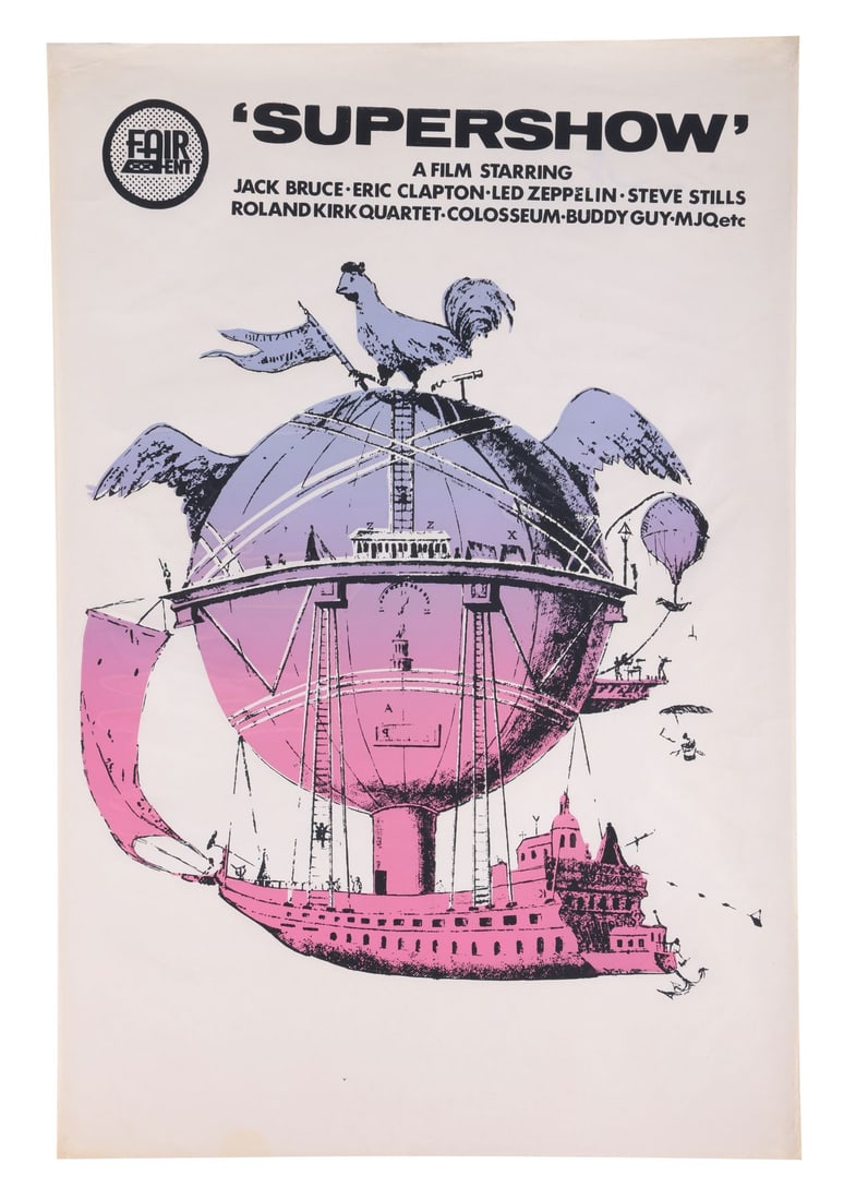 LED ZEPPELIN/ERIC CLAPTON/JACK BRUCE - Supershow Promotional Poster, 1969/70 (1 of 1)