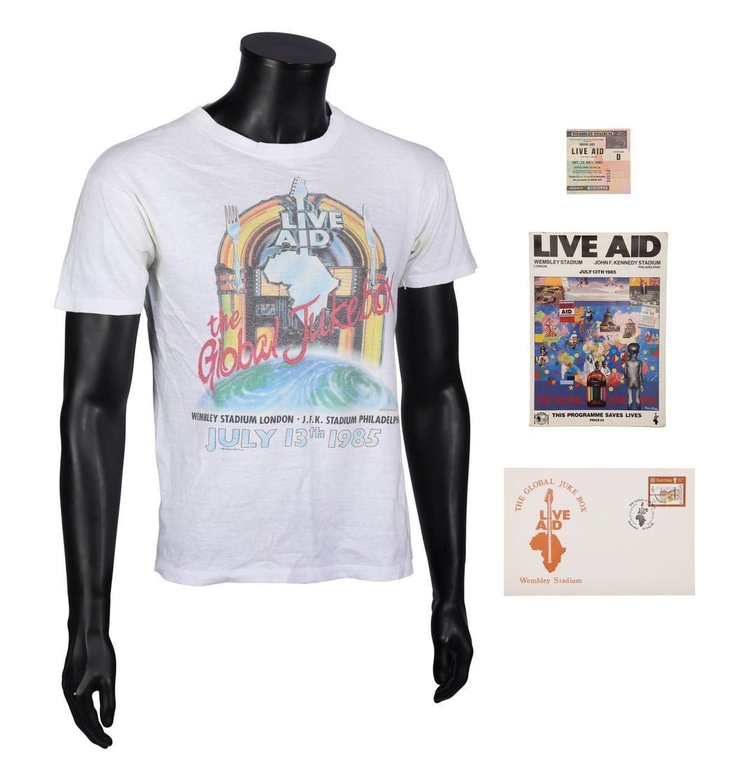 LIVE AID (1985) - Live Aid Concert T-Shirt, First Day Cover, Programme and Wembley Stadium Ticket (1 of 4)