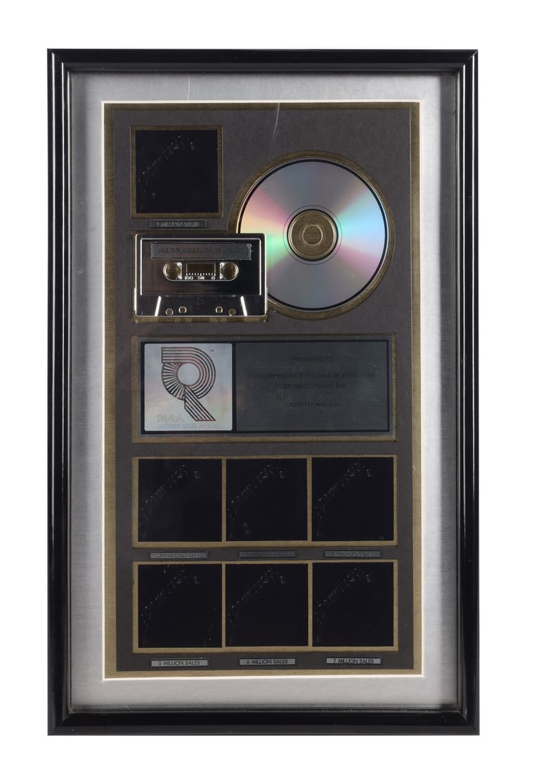 METALLICA - Metallica (The Black Album) 7x Platinum Cassette and CD Award Presented to Dave Rossi (1 of 3)