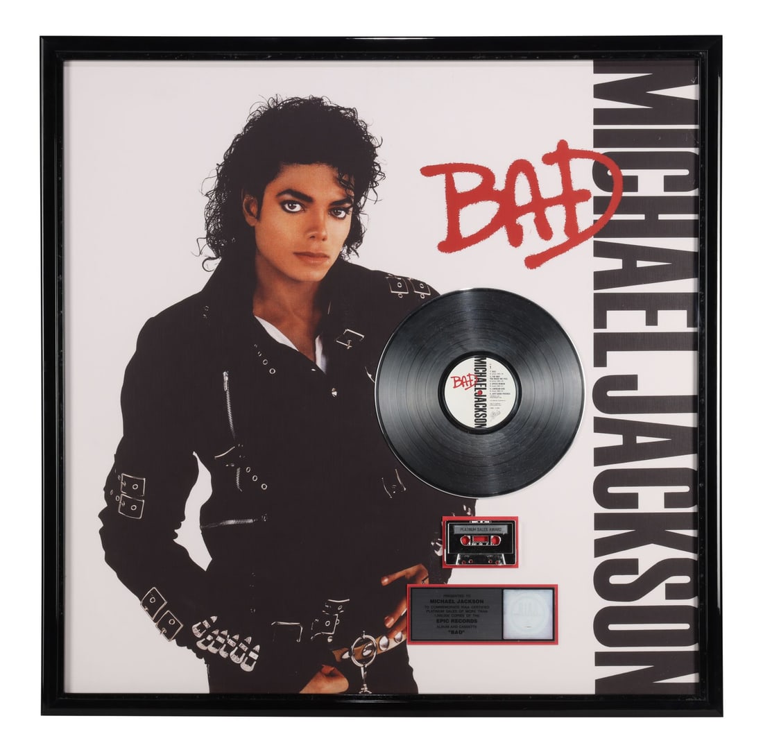 MICHAEL JACKSON - Bad Platinum Disc Award Display Presented to Michael Jackson (1 of 4)