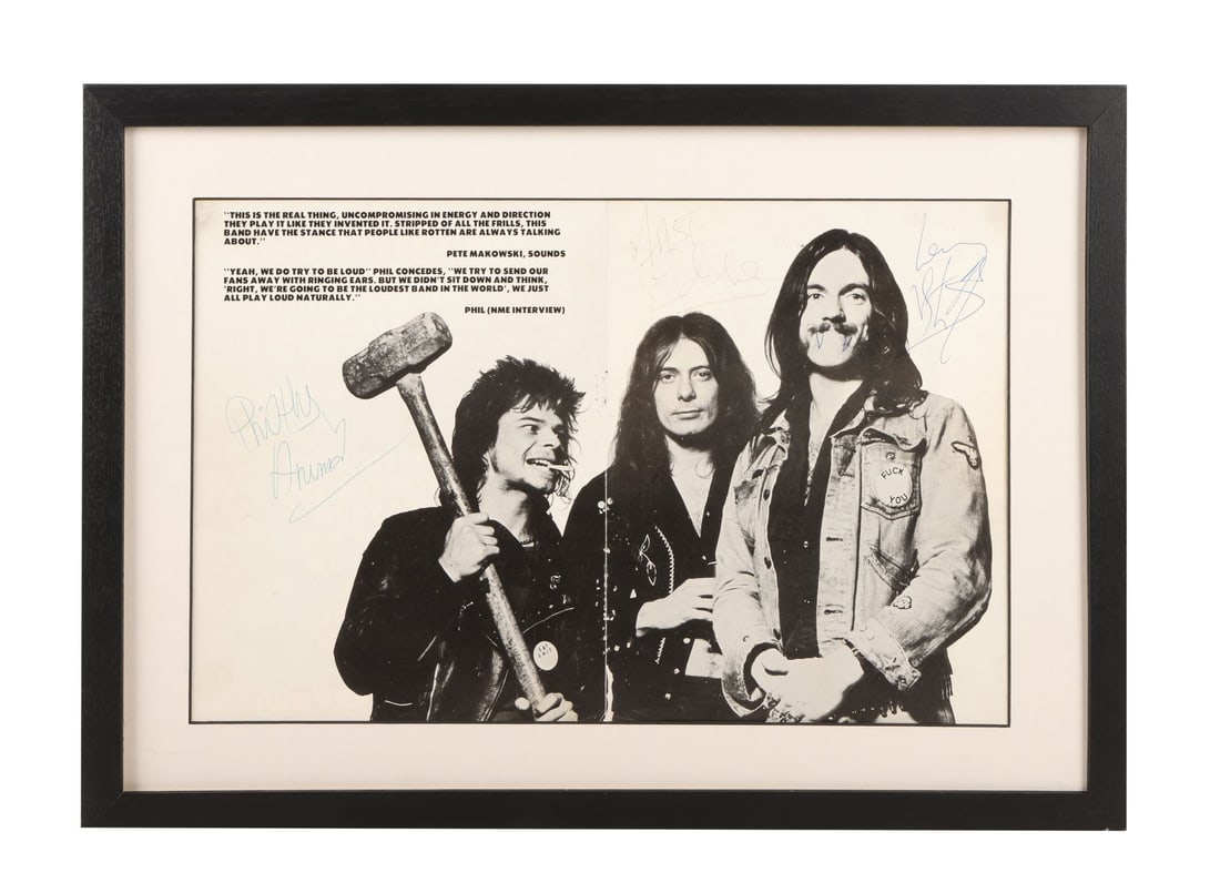 MOTORHEAD - Framed Lemmy, Phil Taylor and "Fast" Eddie Clarke-Autographed UK Tour Programme Page, (1 of 4)