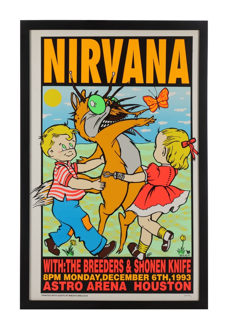 NIRVANA - Framed Promoter's Edition Astro Arena 1993 Concert Poster by Frank Kozik (1 of 3)