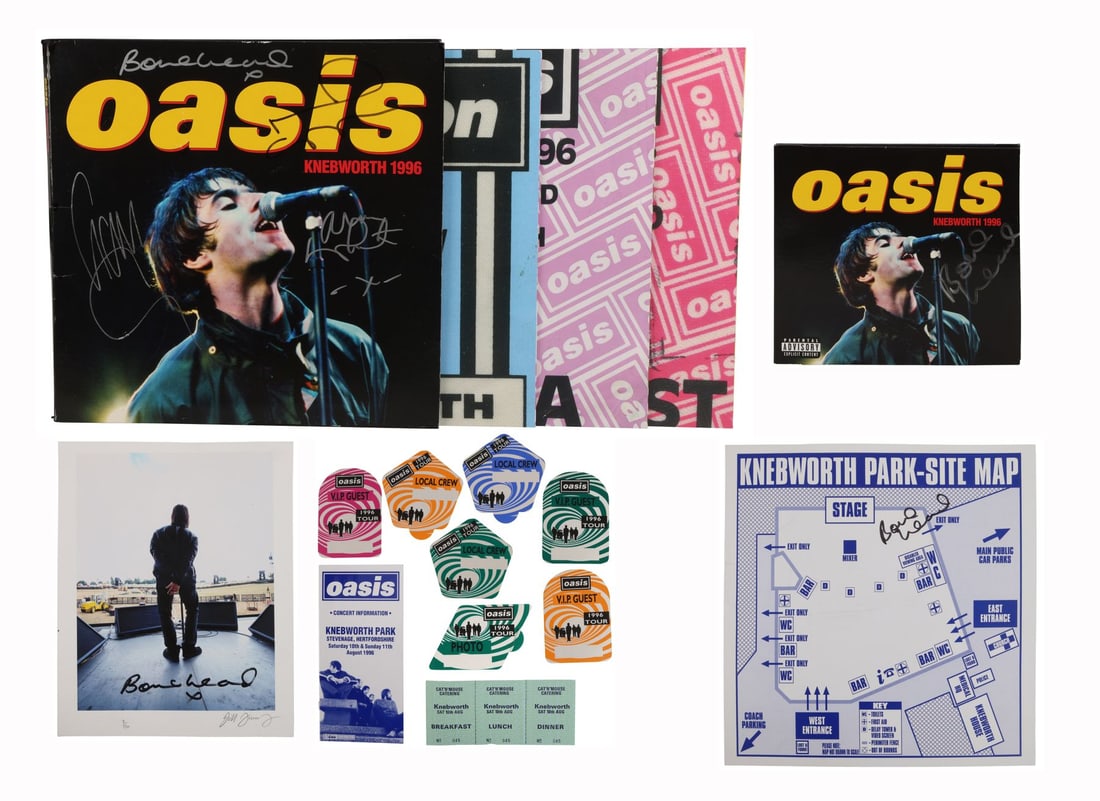 OASIS - Liam Gallagher, Noel Gallagher, Paul "Bonehead" Arthurs and Alan White-Autographed Knebworth (1 of 4)