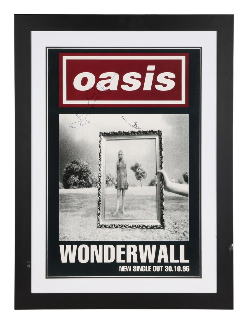 OASIS - Framed Noel and Liam Gallagher-Autographed Wonderwall Poster (1 of 3)