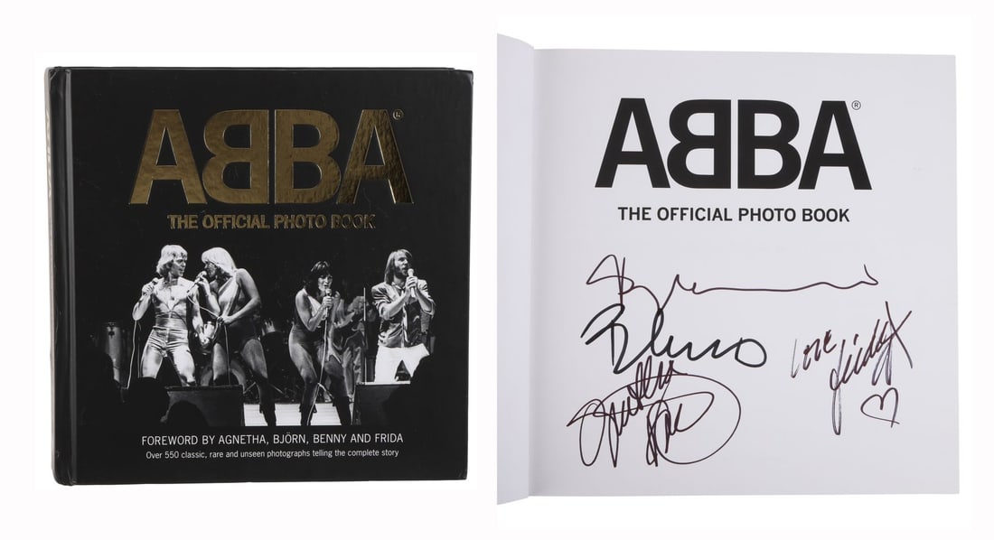 ABBA - Agnetha, Bjorn, Benny and Anni-Frid-Autographed Photo Book: ABBA - Agnetha, Bjorn, Benny and Anni-Frid-Autographed Photo Book - This lot is offered with no reserve and all hammer price proceeds from this item are being donated to Oliver Pearce as a Charitable