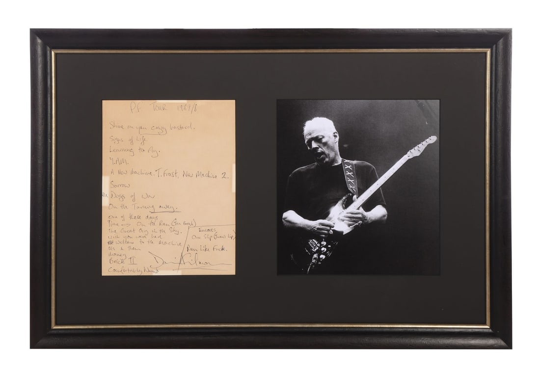 PINK FLOYD - David Gilmour-Autographed Setlist From A Momentary Lapse of Reason Tour, 1987/88 (1 of 3)