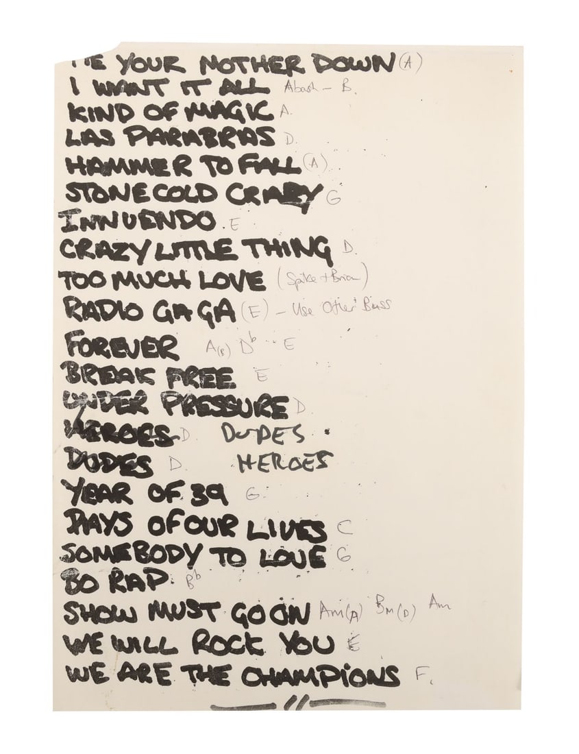 QUEEN - The Peter Hince Collection: John Deacon's Screen-And-Photo-Matched Annotated Freddie Mercury (1 of 4)