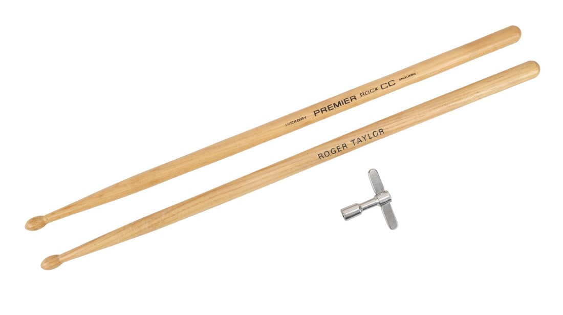 QUEEN - The Peter Hince Collection: Pair of Stage-Used Roger Taylor Premier Rock CC Drumsticks and (1 of 4)