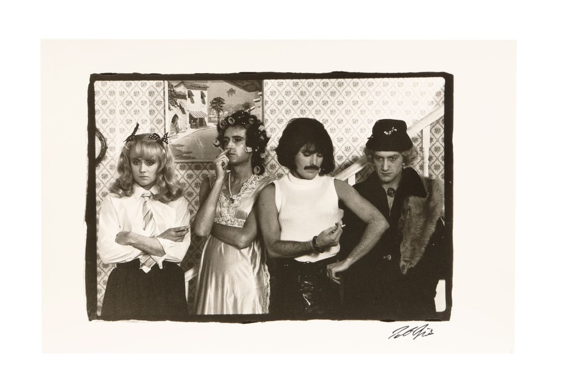 QUEEN - The Peter Hince Collection: Silver Gelatin "I Want to Break Free" Music Video Print, 1984: QUEEN - The Peter Hince Collection: Silver Gelatin "I Want to Break Free" Music Video Print, 1984 - A vintage hand-printed original silver gelatin print showing Freddie Mercury, Brian May, Roger Taylo