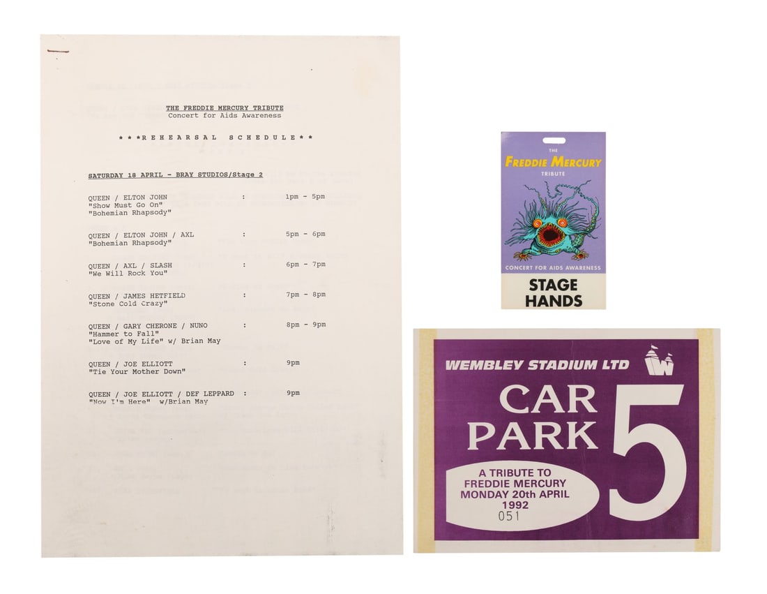 QUEEN - The Peter Hince Collection: Freddie Mercury Tribute Concert Rehearsal Schedule, "Stage (1 of 4)