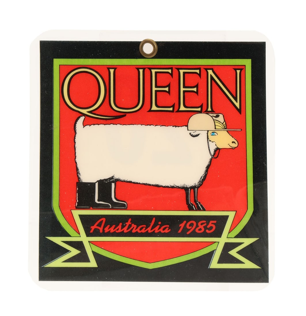 QUEEN - The Peter Hince Collection: Australia The Works Tour Personal Luggage Tag, 1985: QUEEN - The Peter Hince Collection: Australia The Works Tour Personal Luggage Tag, 1985 - A personal luggage tag belonging to Peter Hince, created for use on the Australian leg of The Works Tour, whic