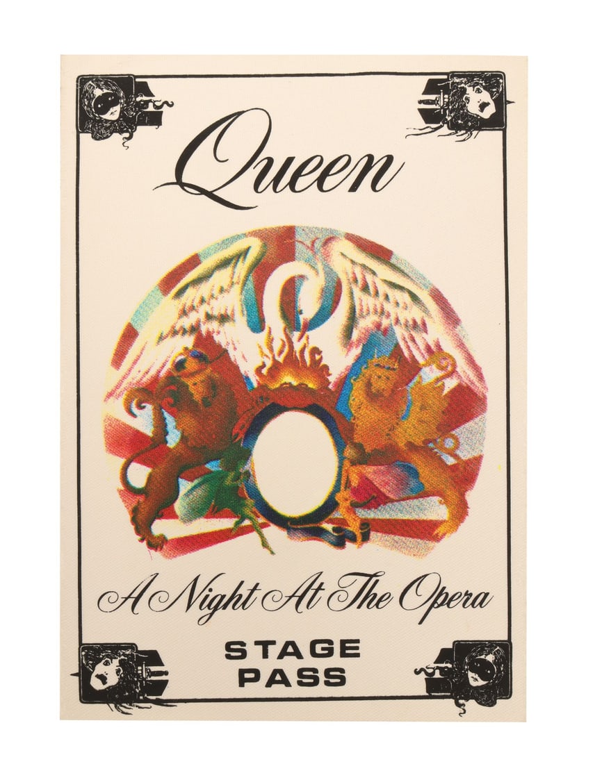 QUEEN - The Peter Hince Collection: A Night At The Opera Tour Stage Pass, 1975 (1 of 3)