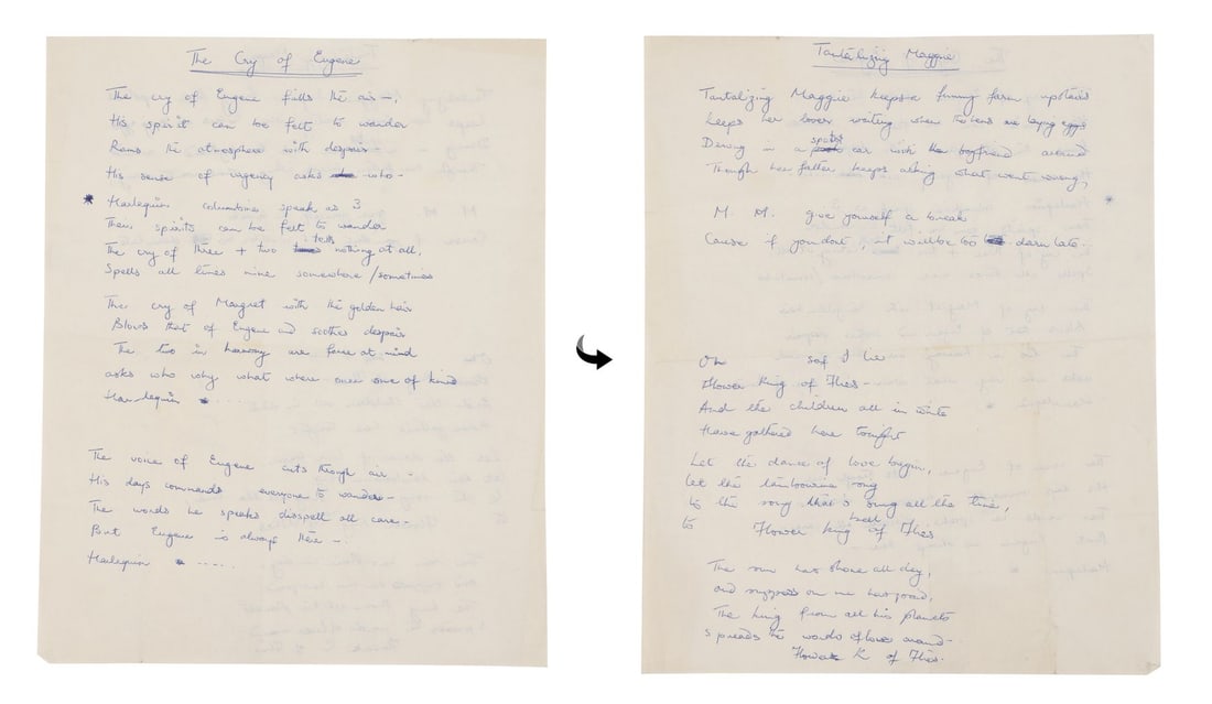 QUEEN - Freddie Mercury Handwritten "The Cry of Eugene" and "Tantalising Maggie" Cover Song Lyrics (1 of 4)
