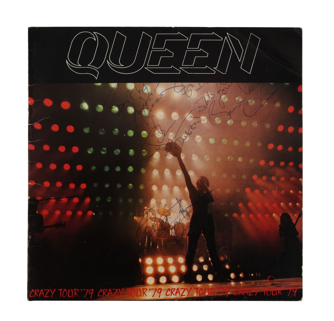 QUEEN - Freddie Mercury, Brian May, Roger Taylor and John Deacon-Autographed Crazy Tour '79 (1 of 4)