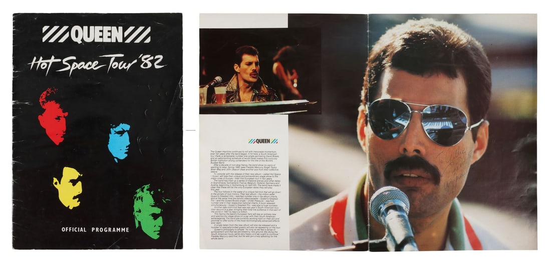 QUEEN - Freddie Mercury, Brian May and Roger Taylor-Autographed Hot Space Tour Programme, 1982 (1 of 4)