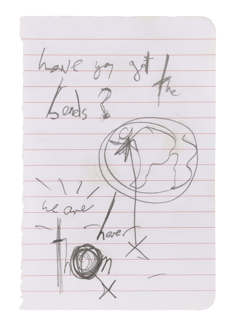 RADIOHEAD - Thom Yorke-Autographed Handwritten and Doodled Note (1 of 2)