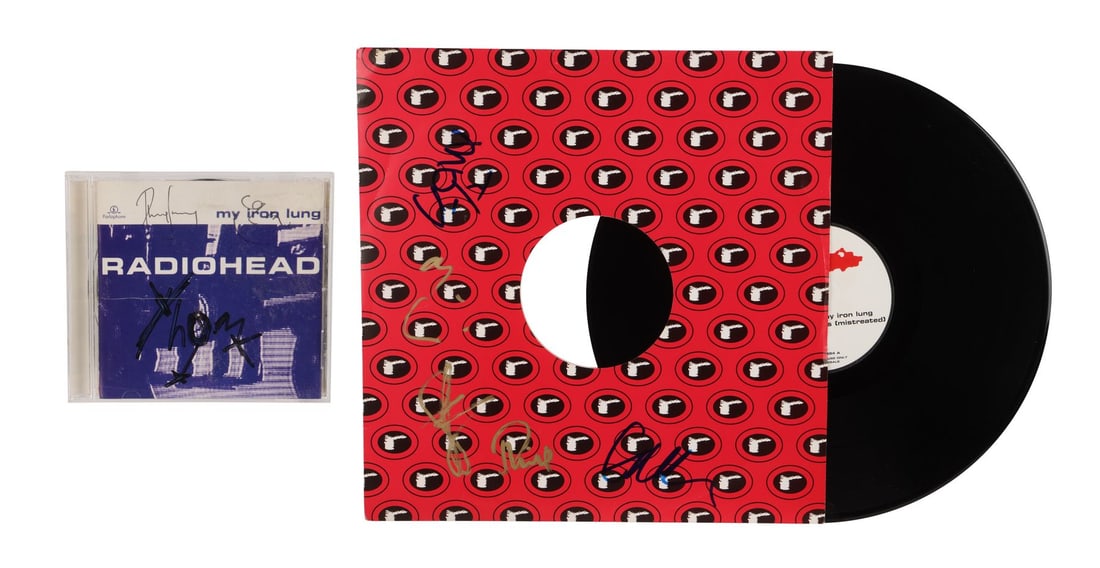 RADIOHEAD - Thom Yorke, Colin Greenwood, Jonny Greenwood, Ed O'Brien, Philip Selway-Autographed My: RADIOHEAD - Thom Yorke, Colin Greenwood, Jonny Greenwood, Ed O'Brien, Philip Selway-Autographed My Iron Lung Promo Vinyl and CD EP - A promotional vinyl pressing and CD of Radiohead's third EP, My Iro