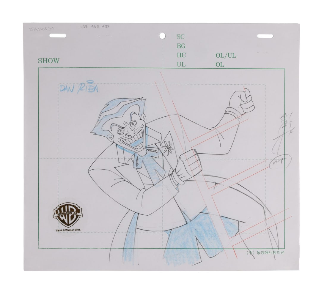 NEW BATMAN ADVENTURES, THE (TV SERIES, 1997-1999) - The Joker Original Camera Layout Drawing from: NEW BATMAN ADVENTURES, THE (TV SERIES, 1997-1999) - The Joker Original Camera Layout Drawing from "Legends of the Dark Knight" Signed by Dan Riba - Drawn for the 1950s sequence of "Legends of the Dark