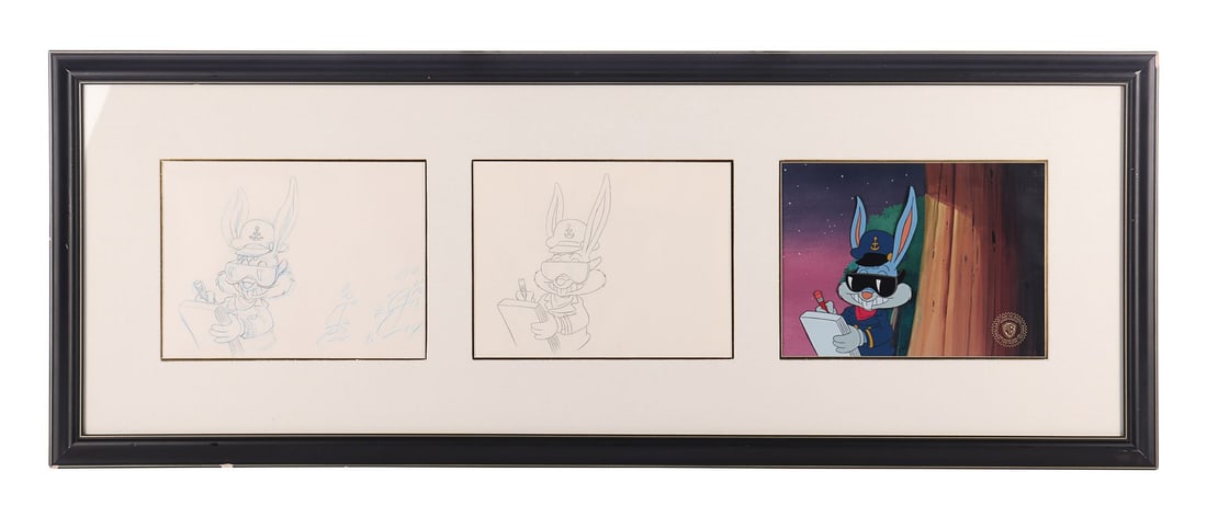TINY TOON ADVENTURES (TV SERIES, 1990-1995) - Framed Original Pencil Drawings and Animation Cel: TINY TOON ADVENTURES (TV SERIES, 1990-1995) - Framed Original Pencil Drawings and Animation Cel Display - Bidding for this lot will end on Thursday 30th May. The auction will begin at 2:
