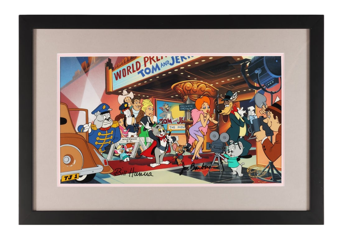 HANNA-BARBERA - The Premier Hand-Painted Limited Edition No. 111/400 on Studio Printed Lithographic: HANNA-BARBERA - The Premier Hand-Painted Limited Edition No. 111/400 on Studio Printed Lithographic Background Signed by Bill Hannah and Joe Barbera - Here is Tom in his tuxedo and cape, Jerry at his 