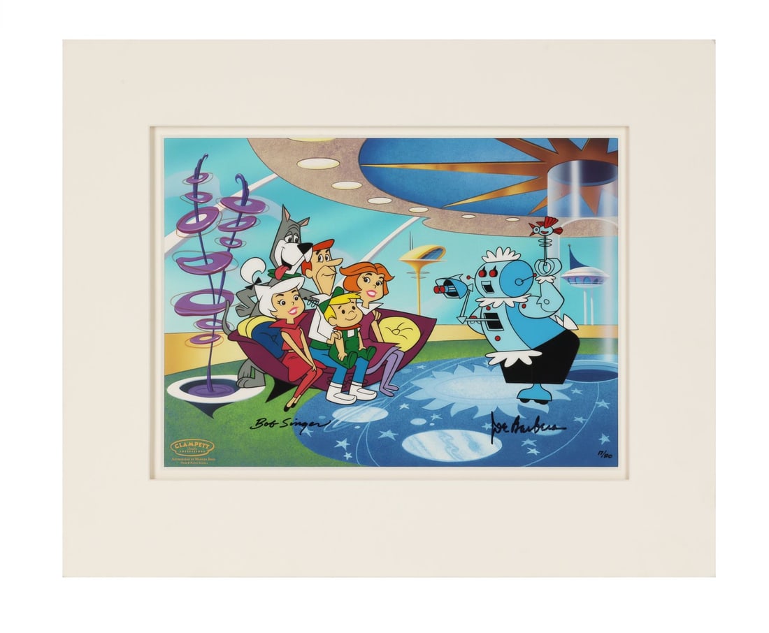 JETSONS, THE (TV SERIES, 1962-1963) - Jetsons Photo Opportunity Hand-Painted Limited Edition No.: JETSONS, THE (TV SERIES, 1962-1963) - Jetsons Photo Opportunity Hand-Painted Limited Edition No. 17/100 Signed by Joe Barbera and Bob Singer - Here is the whole Jetson household gathered for a portrai