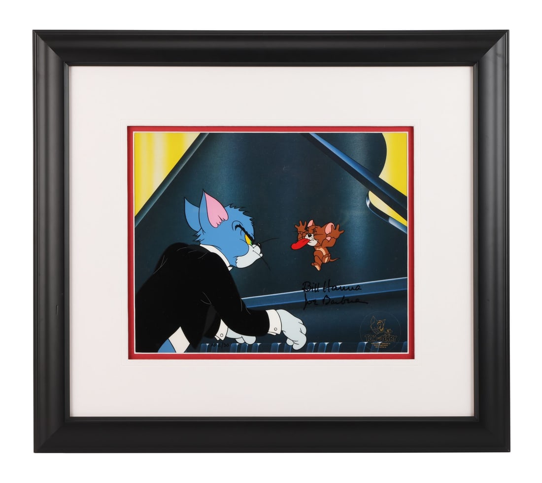 TOM AND JERRY (TV SERIES, 1940-1968) - Framed Cat Concerto Hand-Painted Limited Edition No. 2/30: TOM AND JERRY (TV SERIES, 1940-1968) - Framed Cat Concerto Hand-Painted Limited Edition No. 2/30 Signed by Bill Hanna and Joe Barbera - Tom plays the piano in white tie and tails while Jerry, living i