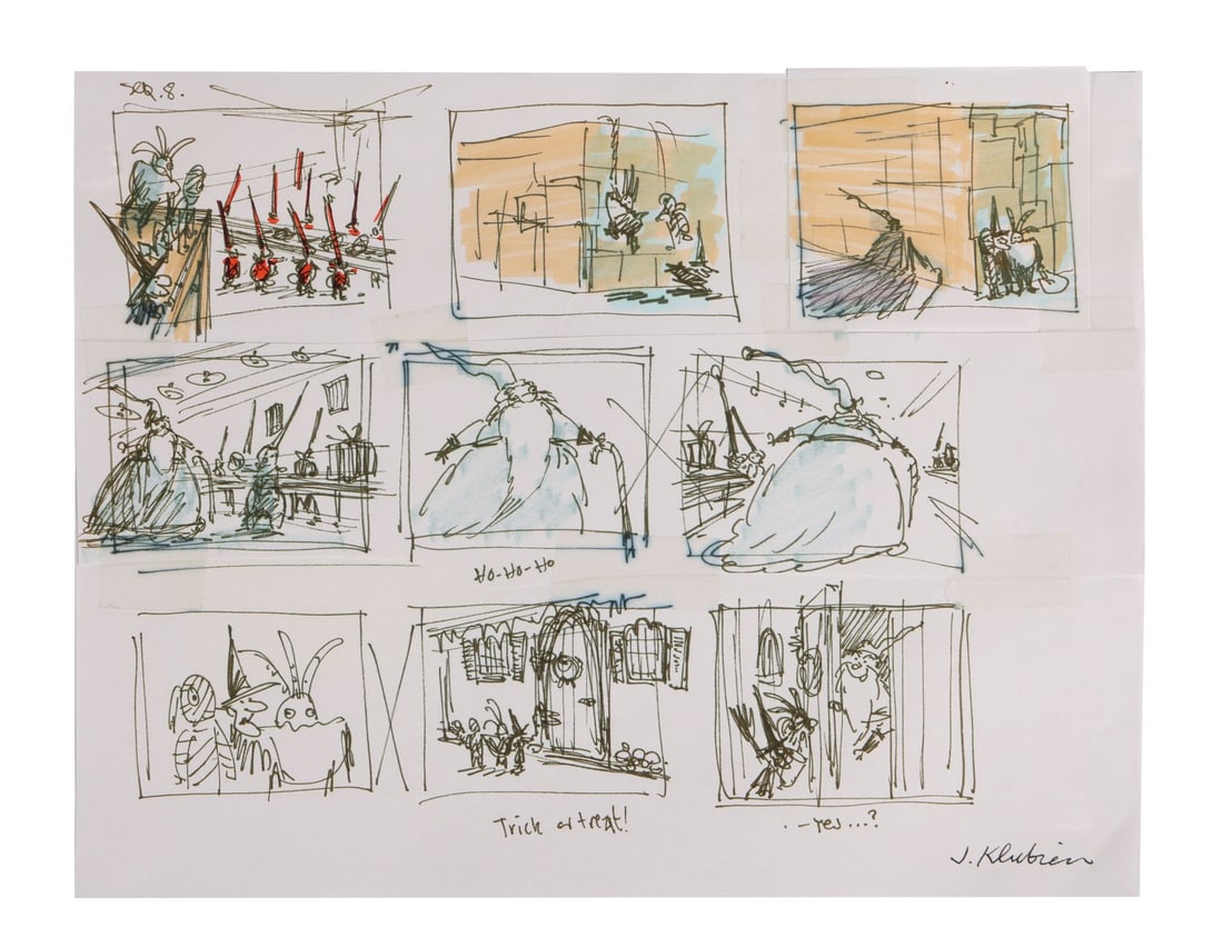 NIGHTMARE BEFORE CHRISTMAS, THE (1993) - Lock, Shock and Barrel; Mr Sandy Claws Storyboard Drawing (1 of 1)