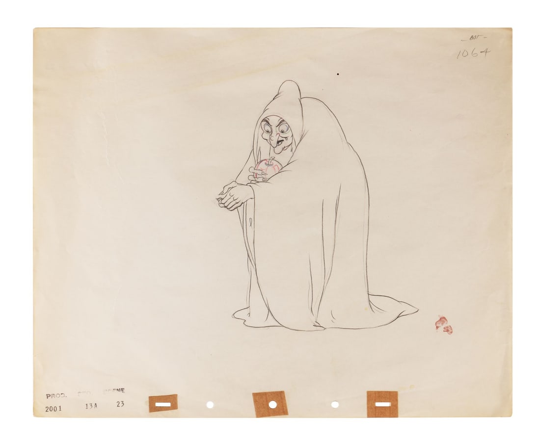 SNOW WHITE AND THE SEVEN DWARFS (1937) - The Evil Queen as the Old Hag Oversize Original Production: SNOW WHITE AND THE SEVEN DWARFS (1937) - The Evil Queen as the Old Hag Oversize Original Production Drawing - A superbly oversized original production drawing of the Evil Queen in her Old Hag disguise