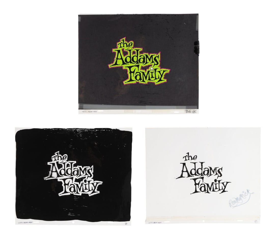 ADDAMS FAMILY, THE (TV SERIES, 1992-1993) - Title Card Multi-Layered Production Cel Setup Signed by: ADDAMS FAMILY, THE (TV SERIES, 1992-1993) - Title Card Multi-Layered Production Cel Setup Signed by Ron Myrick - The opening credits of a Saturday morning cartoon have to earn their keep in seconds, a