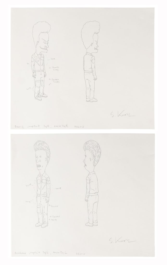 BEAVIS AND BUTT-HEAD DO THE UNIVERSE (2022) - Beavis and Butthead Original Production Cel on Studio: BEAVIS AND BUTT-HEAD DO THE UNIVERSE (2022) - Beavis and Butthead Original Production Cel on Studio Printed Presentation Background - Here are Beavis and Butt-Head as the universe finally let them be: