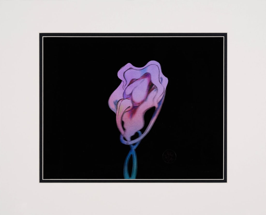 PINK FLOYD: THE WALL (1982) - The Fornicating Flowers Original Rendering and Production Cel Overlay,: PINK FLOYD: THE WALL (1982) - The Fornicating Flowers Original Rendering and Production Cel Overlay, Matted - Gerald Scarfe's fornicating flowers occupy only a couple of minutes of screen time, which 