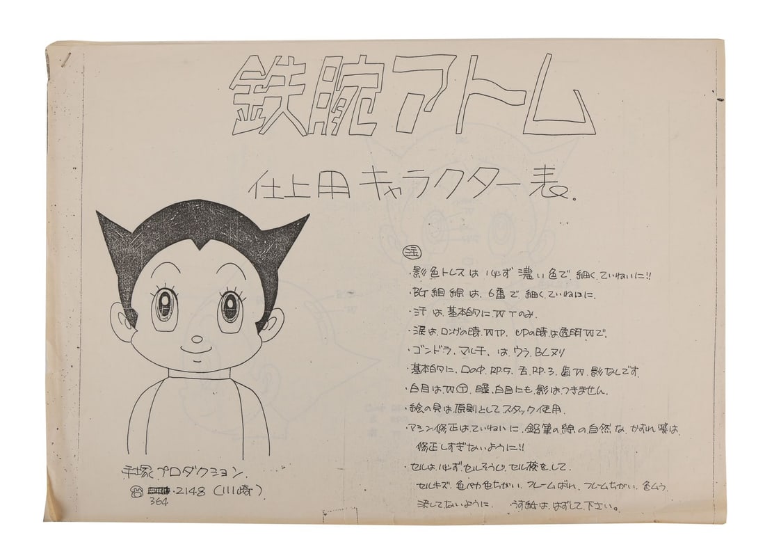 ASTRO BOY (1980) - Astro Boy Settei (Model Sheets): ASTRO BOY (1980) - Astro Boy Settei (Model Sheets) - A production used settei set of nine sheets from the 1980 Astro Boy television series, the colour remake of Osamu Tezuka's landmark 1963 production