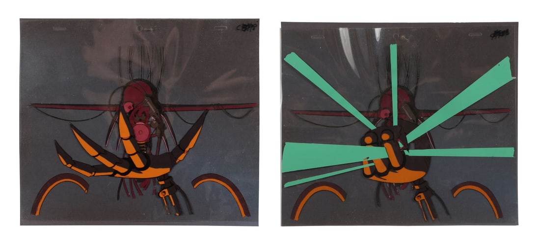 ROBOT CARNIVAL (1987) - Red Neck Original Production Cels on Printed Presentation Backgrounds: ROBOT CARNIVAL (1987) - Red Neck Original Production Cels on Printed Presentation Backgrounds - Robot Carnival arrived in 1987 as one of the more ambitious anthology experiments in the OVA boom years.