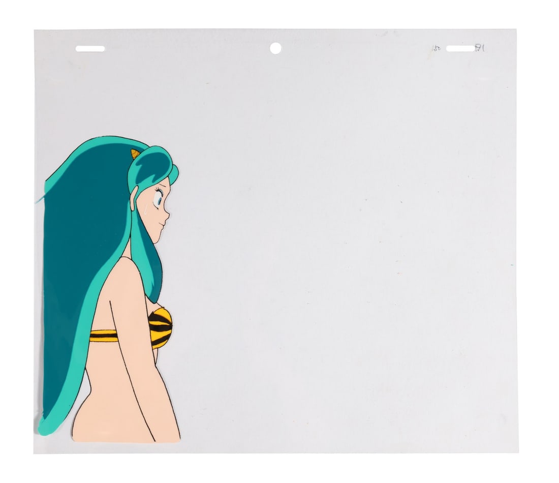 URUSEI YATSURA (TV SERIES, 1981-1986) - Lum Original Production Cel: URUSEI YATSURA (TV SERIES, 1981-1986) - Lum Original Production Cel - Lum is one of the great characters in anime history, and this original production cel captures her in the tiger-stripe bikini that