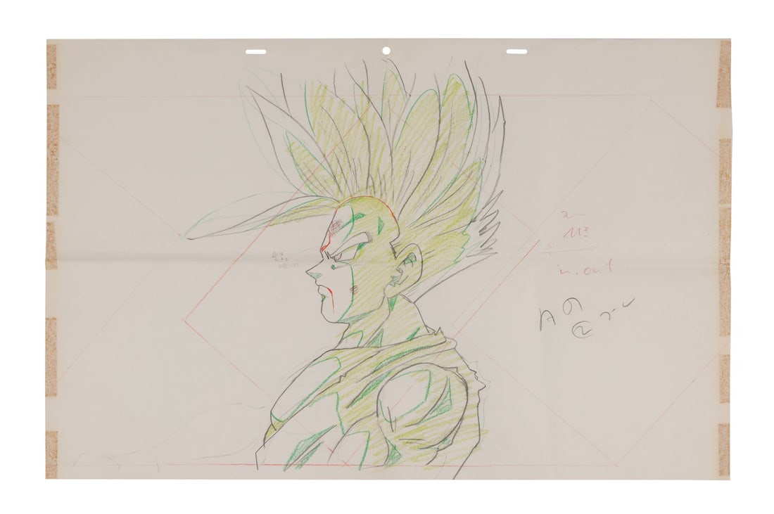 DRAGON BALL Z (TV SERIES, 1989-1996) - Super Saiyan 2 Gohan Oversized Genga Drawing from "The: DRAGON BALL Z (TV SERIES, 1989-1996) - Super Saiyan 2 Gohan Oversized Genga Drawing from "The Unstoppable Gohan" - Super Saiyan 2 Gohan falling through the air, unbothered by Perfect Cell's attempt to