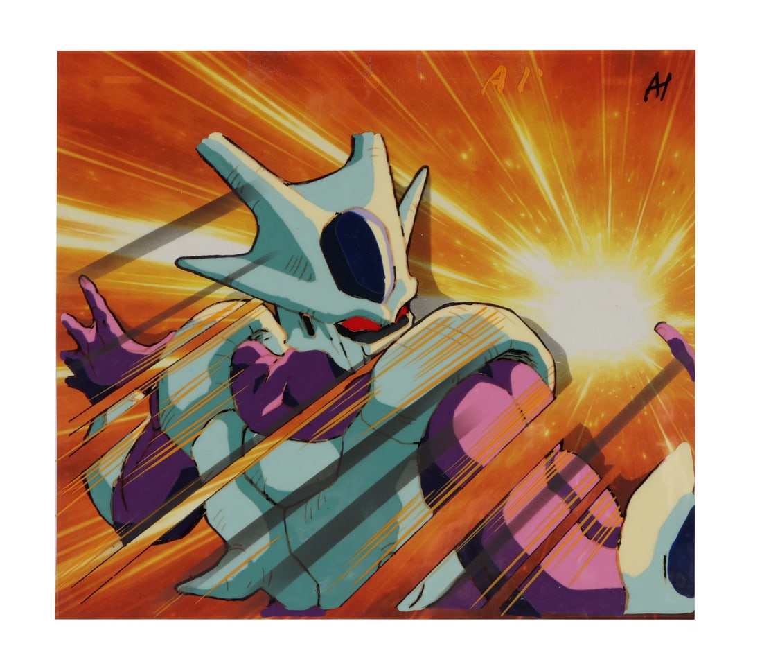 DRAGON BALL Z: COOLER'S REVENGE (1991) - Final Form Cooler Original Production Cel on Printed: DRAGON BALL Z: COOLER'S REVENGE (1991) - Final Form Cooler Original Production Cel on Printed Presentation Background - Final Form Cooler, launched into the sun. At around the 40-minute mark of Dragon