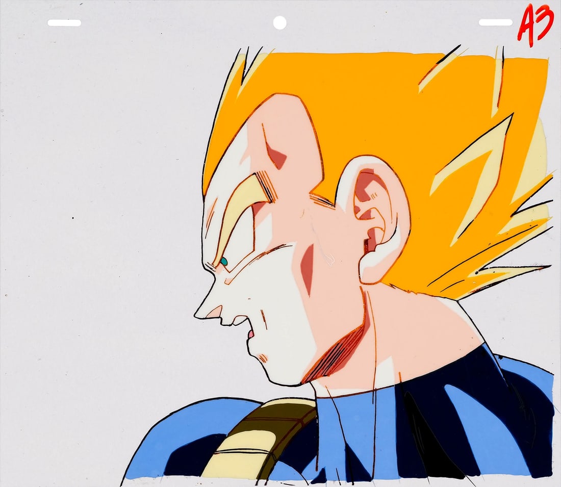 DRAGON BALL Z (TV SERIES, 1989-1996) - Super Saiyan Vegeta Original Production Cel from "More: DRAGON BALL Z (TV SERIES, 1989-1996) - Super Saiyan Vegeta Original Production Cel from "More Androids?!" - Vegeta in Super Saiyan form is one of those images that lives in the memory of anyone who gr