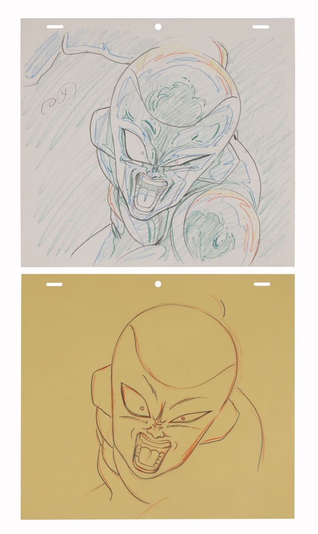 DRAGON BALL Z (TV SERIES, 1989-1996) - Frieza Genga Drawing from "Explosion of Anger": DRAGON BALL Z (TV SERIES, 1989-1996) - Frieza Genga Drawing from "Explosion of Anger" - Frieza at full scream, drawn by key animator Taichiro Ohara for "Explosion of Anger", the 1989 episode in which 