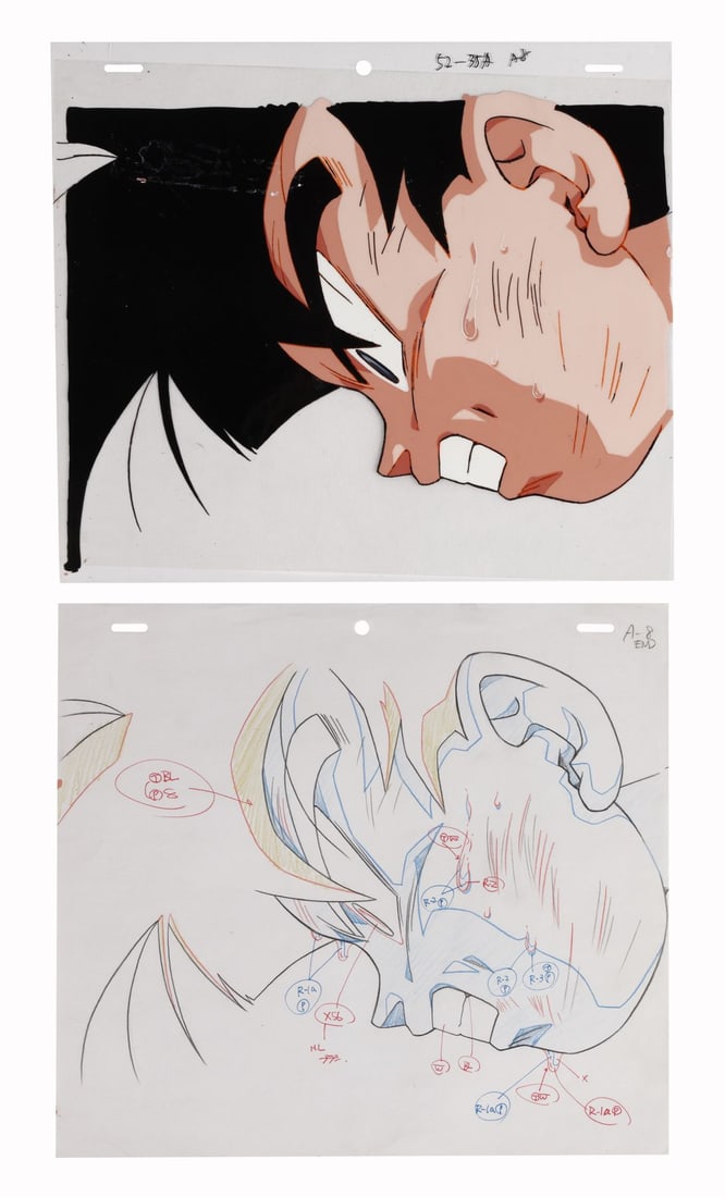 DRAGON BALL Z: BROLY - SECOND COMING (1994) - Goten Original Production Cel with Matching Douga: DRAGON BALL Z: BROLY - SECOND COMING (1994) - Goten Original Production Cel with Matching Douga - Goten refusing to go down, at the 44:42 mark of Dragon Ball Z: Broly, Second Coming, Toei Animation's 