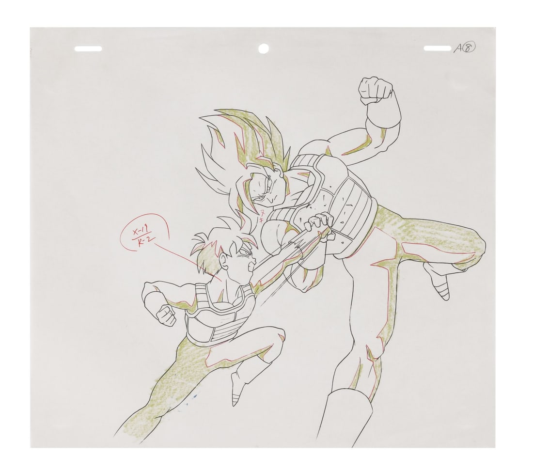 DRAGON BALL Z (TV SERIES, 1989-1996) - Super Saiyan Goku and Super Saiyan Gohan Douga Drawing from: DRAGON BALL Z (TV SERIES, 1989-1996) - Super Saiyan Goku and Super Saiyan Gohan Douga Drawing from "What is the Tournament?" - Father and son, both Super Saiyan, both in Saiyan armour, going at each o