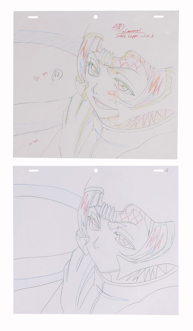 BLEACH (TV SERIES, 2004-2023) - Luppi Antenor Genga and Douga Drawing Set from "Ichigo vs. Grimmjow,: BLEACH (TV SERIES, 2004-2023) - Luppi Antenor Genga and Douga Drawing Set from "Ichigo vs. Grimmjow, 11 second battle!" - A complete drawing set comprising of genga (key animation drawing) and douga (