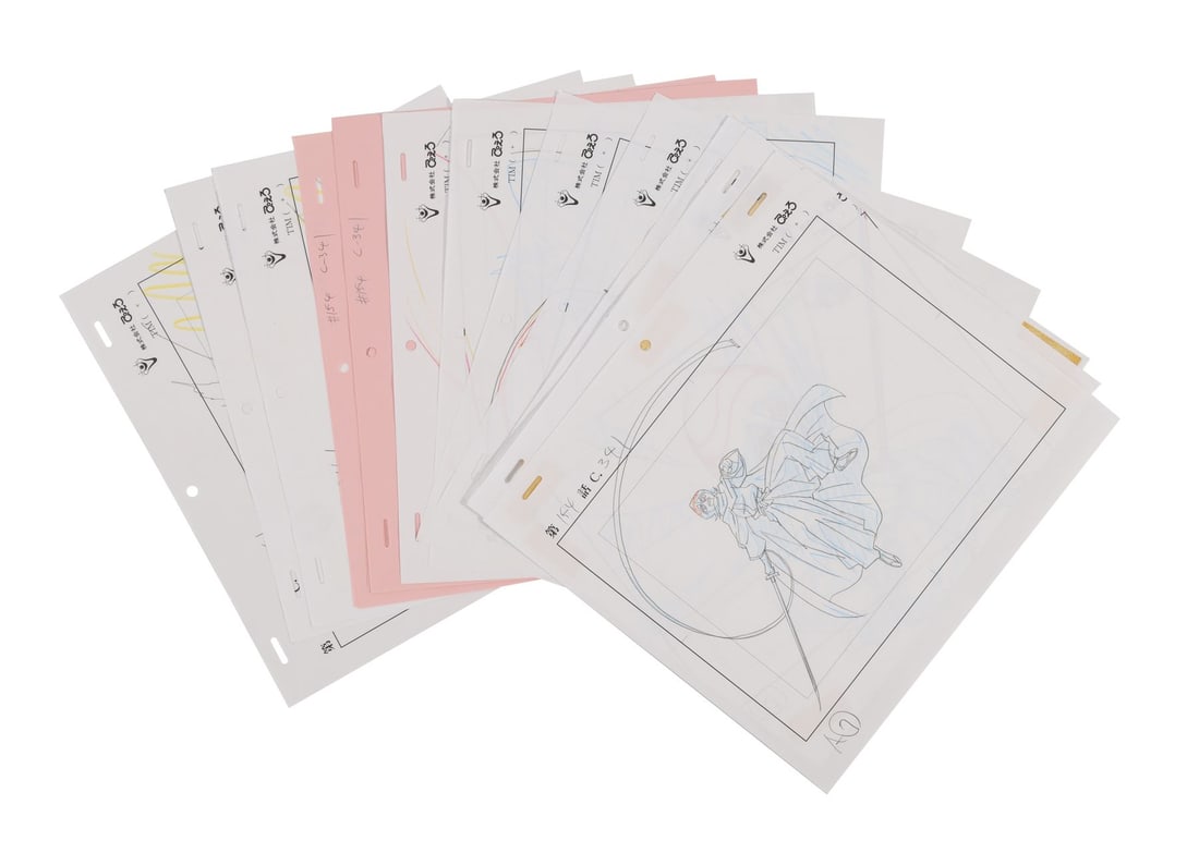 BLEACH (TV SERIES, 2004-2023) - Rukia Kuchiki Genga and Douga Drawing Set from "Rukia and Kaien, the: BLEACH (TV SERIES, 2004-2023) - Rukia Kuchiki Genga and Douga Drawing Set from "Rukia and Kaien, the Sorrowful Reunion" - A complete animation sequence of Rukia Kuchiki from Episode 154 "Rukia and Kai