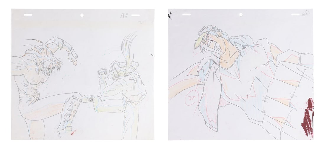 FATAL FURY (TV SERIES, 1992-1994) - Set of Two Terry Bogard Douga Drawings: FATAL FURY (TV SERIES, 1992-1994) - Set of Two Terry Bogard Douga Drawings - Terry Bogard is one of fighting game history's great protagonists, the street-tough brawler in the baseball cap who became 