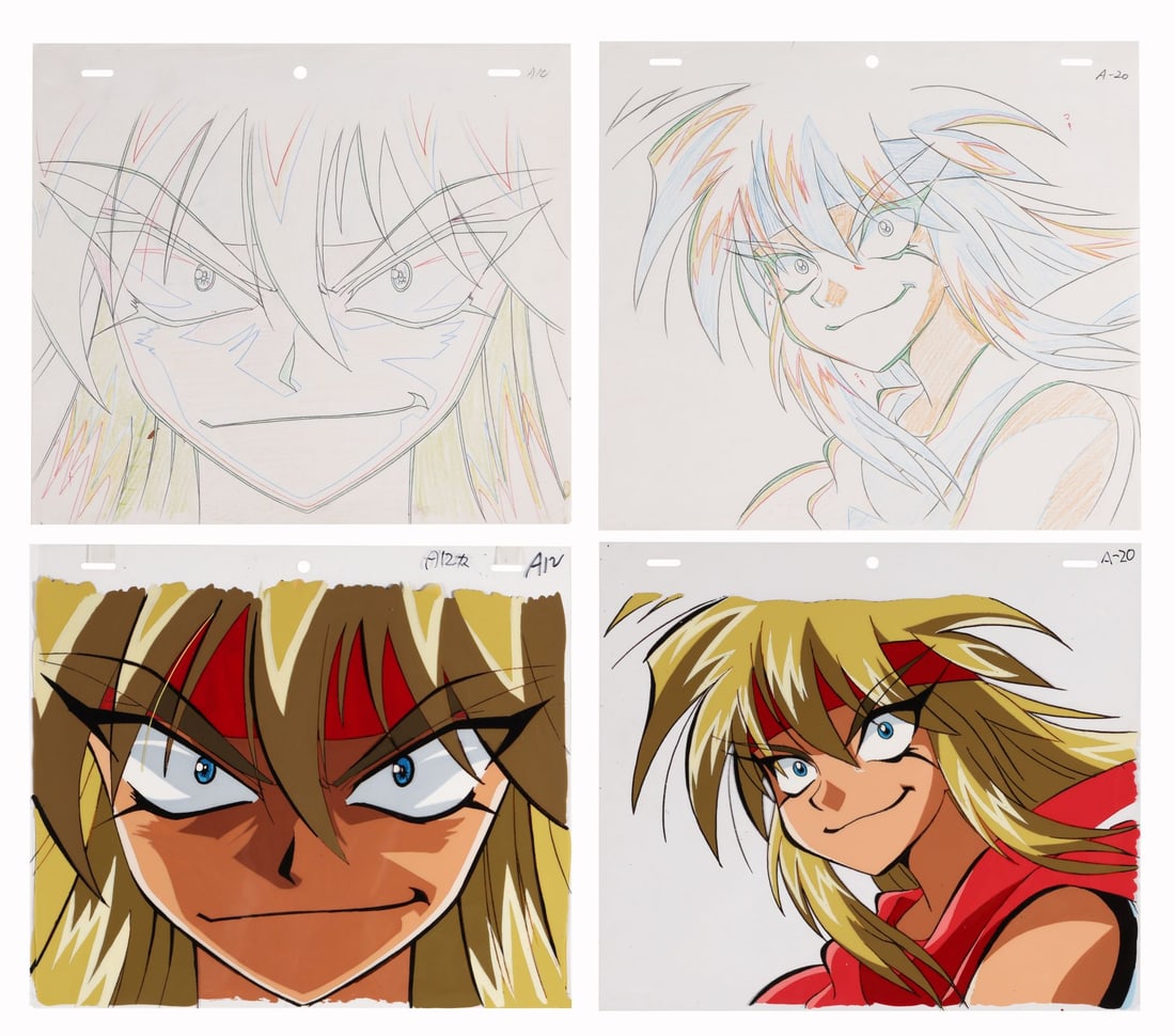 GOKUDO (TV MINI SERIES, 1999) - Gokudo Original Production Cels and Matching Douga Drawings: GOKUDO (TV MINI SERIES, 1999) - Gokudo Original Production Cels and Matching Douga Drawings - Gokudo is the swaggering anti-hero at the centre of this 1999 series. A self-serving treasure hunter with 