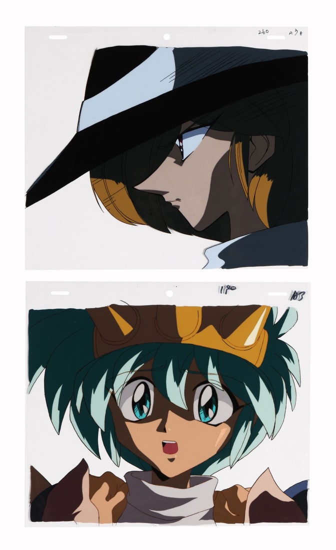 VIOLINIST OF HAMELN (TV SERIES, 1996-1997) - Trombone and Hamel Original Production Cels: VIOLINIST OF HAMELN (TV SERIES, 1996-1997) - Trombone and Hamel Original Production Cels - The Violinist of Hameln took the cheerful conventions of fantasy adventure and twisted them dark. Studio Deen