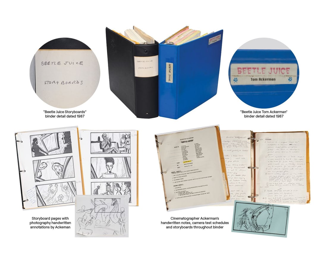 45. BEETLEJUICE (1988) - Thomas Ackerman Collection: Complete Film Storyboard Binder and Production: Bidding for this lot will end on Wednesday, August 26th. The auction will begin at 9:30 AM (PDT) / 12:30 PM (EDT) / 5:30 PM (GMT) and lots are sold sequentially via live auctioneer; tune in to the