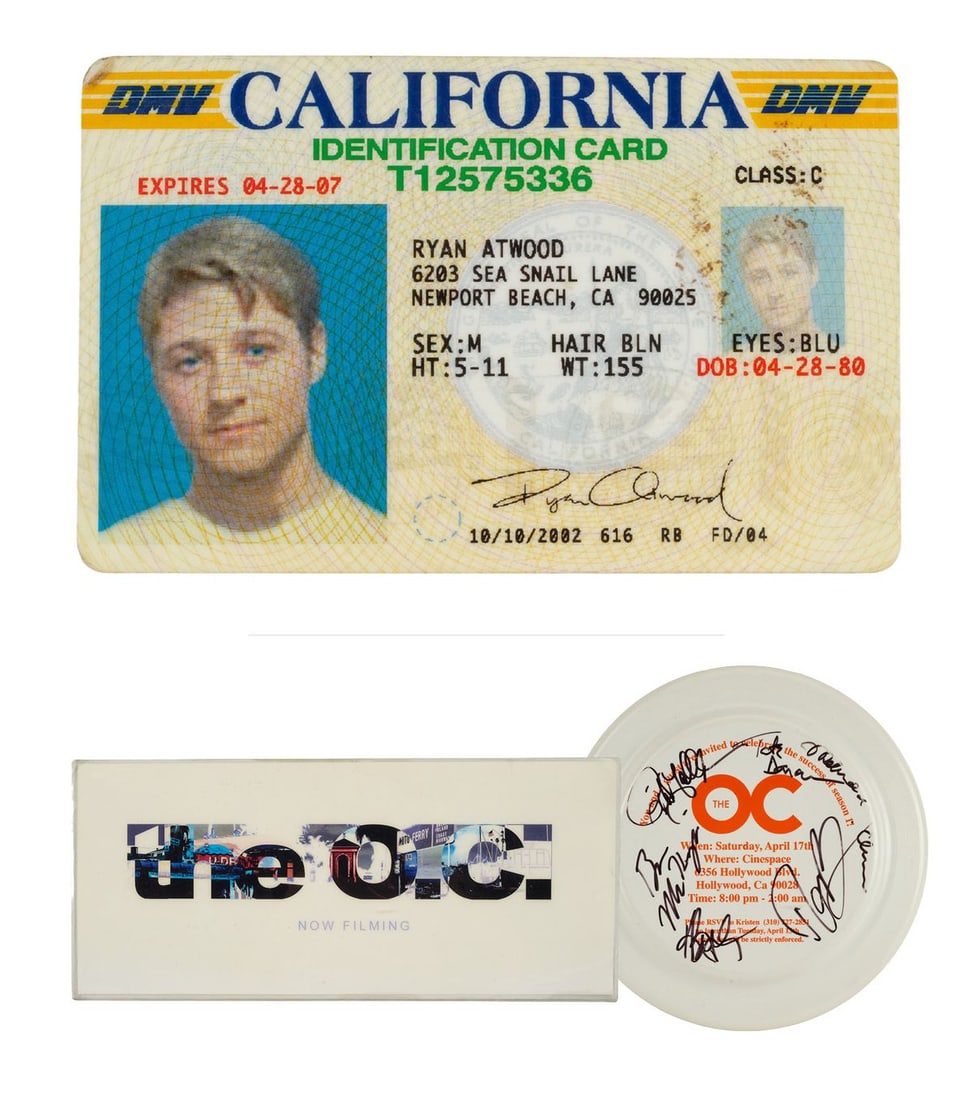 264. THE O.C. (T.V. SERIES, 2003 - 2007) - Ryan Atwood's (Ben McKenzie) Newport Beach Driver's: B